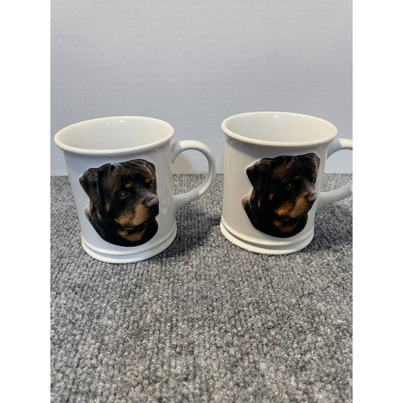 Rottweiler Dog Mug Large White Coffee Tea Mug XPRES Best Friend Orig Vintage SET - Picture 1 of 9